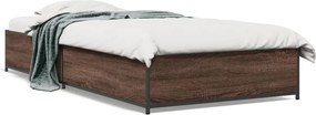 vidaXL Πλαίσιο Κρεβατιού Καφέ Δρυς 100x200 εκ. Επεξ. Ξύλο &amp; Μέταλλο
