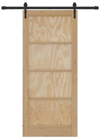 vidaXL Συρόμενη Πόρτα Καφέ 86 x 198.5 cm Μασίφ ξύλο πεύκου