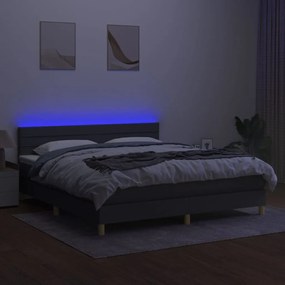 ΚΡΕΒΑΤΙ BOXSPRING ΜΕ ΣΤΡΩΜΑ &amp; LED ΣΚ.ΓΚΡΙ 160X200 ΕΚ ΥΦΑΣΜΑΤΙΝΟ 3133806