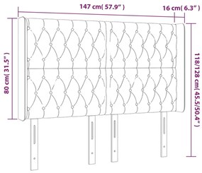 vidaXL Κεφαλάρι Κρεβατιού LED Σκούρο Καφέ 147x16x118/128εκ. Υφασμάτινο