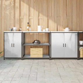vidaXL Σετ Αποθήκευσης Κουζίνας με ράφι 3 pcs Ασημί 240 x 50 x 92 εκ