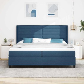 vidaXL Κρεβάτι με ελατήρια με στρώμα Μπλε 200 x 200 cm ύφασμα