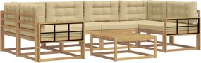 vidaXL Σειρά Καναπέ Εξωτερικού με μαξιλάρι 5 pcs Λευκό και Μπεζ