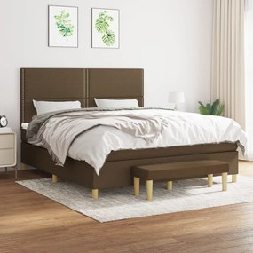 Κρεβάτι Boxspring με Στρώμα Σκούρο Καφέ 160x200 εκ Υφασμάτινο - Καφέ