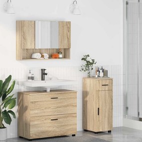 vidaXL Σετ Επίπλων Μπάνιου 3 τμχ. Δρύς Sonoma 76,5 x 35 x 64 εκ