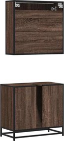 vidaXL Σετ Επίπλων Μπάνιου 2 Τεμαχίων Καφέ Δρυς από Τεχν. Ξύλο