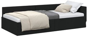 vidaXL Κρεβάτι Γωνίας Μαύρο 90 x 200 cm Ύφασμα και Έργο ξύλου