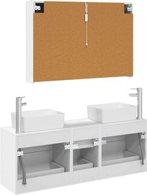 vidaXL Σετ Επίπλων Μπάνιου 4 pcs Λευκό Επεξεργασμένο Ξύλο και Γυαλί
