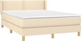 vidaXL Κρεβάτι Boxspring με Στρώμα Κρεμ 140x190 εκ. Υφασμάτινο