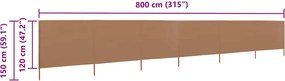 vidaXL Προστατευτικό Αέρα με 6 Πάνελ Taupe 800 x 120 εκ. Υφασμάτινο
