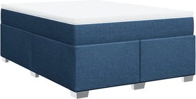 vidaXL Κρεβάτι Boxspring με Στρώμα Μπλε 160x200 εκ. Υφασμάτινο