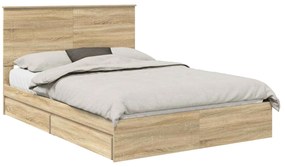 vidaXL Κρεβάτι Αποθήκης Δρύς Sonoma 150 x 200 cm Επεξεργασμένο ξύλο