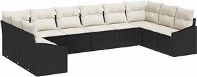 vidaXL Σετ Καναπέ με μαξιλάρι 10 pcs Μαύρο συνθετικό ρατάν