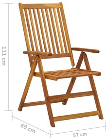 vidaXL Καρέκλες Κήπου Πτυσσόμενες 8 Τεμαχίων από Μασίφ Ξύλο Ακακίας