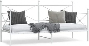 vidaXL Κρεβάτι ημέρας χωρίς στρώμα Λευκό 90x200 cm Ατσάλι