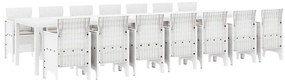 vidaXL Σέτ φαγητού για κήπο 15 pcs Λευκό Rattan Polt