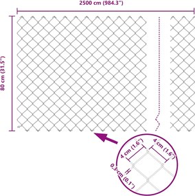 vidaXL Φράχτης αλυσίδας Πράσινο 25 x 0,8 m Ατσάλι