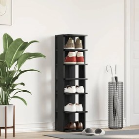 vidaXL Παπουτσοθήκη Μαύρη Δρυς 25x27x102 εκ. από Τεχνητό Ξύλο