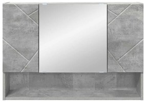 vidaXL Ντουλάπα Καθρέφτη Επιτοίχιο Σκυρόδεμα Γκρι 80 x 17 x 55 εκ