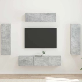 vidaXL Ντουλάπι TV 5 pcs Σκυρόδεμα Γκρι