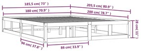 Πλαίσιο Κρεβατιού Λευκό 180 x 200 εκ. Μασίφ Ξύλο Super King - Λευκό