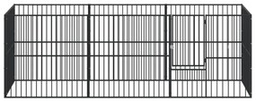 vidaXL Κλουβί Σκύλου 8 Πάνελ Μαύρο από Γαλβανισμένο Χάλυβα