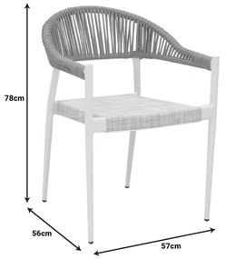 Πολυθρόνα αλουμινίου Elation pakoworld στοιβαζόμενη λευκός σκελετός-textilene φυσικό rattan 57x56x78εκ
