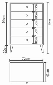 Συρταριέρα ArteLibre AMARI Δρυς Μοριοσανίδα 72x43x114cm