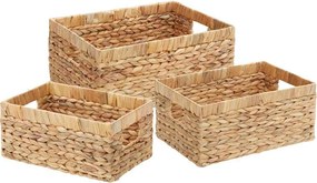 vidaXL Καλάθια Αποθήκευσης 3 pcs Φυσικό Υάκινθος νερού