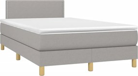 vidaXL Κρεβάτι Boxspring με Στρώμα Ανοιχτό Γκρι 120x190 εκ. Υφασμάτινο