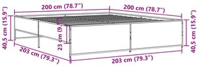 Πλαίσιο Κρεβατιού Μαύρο 200x200 εκ. Επεξεργ. Ξύλο/Μέταλλο - Μαύρο