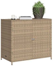 vidaXL Ντουλάπι Αποθήκευσης Κήπου Beige 83x45x76 εκ. Συνθετικό Ρατάν