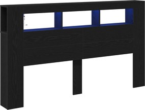 vidaXL LED κεφαλάρι με ράφι Μαύρη Οξυά 180 x 18,5 x 103,5 cm