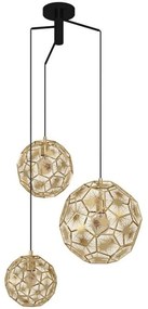 Φωτιστικό Οροφής 39758 Skoura E27/3 Black-Brass Eglo Metal, Glass