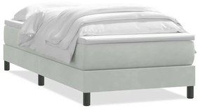 vidaXL Κρεβάτι Boxspring με Στρώμα Ανοιχτό Γκρι 100x210 εκ. Βελούδινο