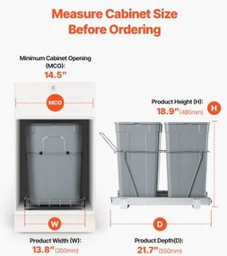 VEVOR Double Pullout Waste Container Under Cabinet Kitchen Bin Trash Can