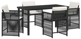 vidaXL Σέτ φαγητού για κήπο 5 pcs Μαύρο συνθετικό ρατάν