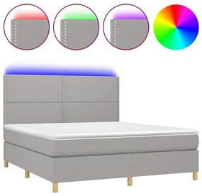 vidaXL Κρεβάτι Boxspring με Στρώμα &amp; LED Αν.Γκρι 180x200εκ. Υφασμάτινο