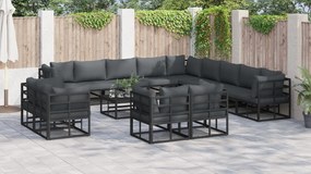 vidaXL Σετ Καναπέ Κήπου 13 pcs Μαύρο 353 x 353 x 71 εκ. Αλουμίνιο