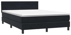 Box Spring Κρεβάτι με στρώμα Μαύρο 160x220 cm Βελούδινο - Μαύρο