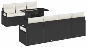 vidaXL Σετ Καναπέ Κήπου 8 pcs Μαύρο και κρεμ 100 x 55 x 73 εκ