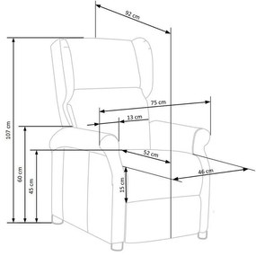 Ρυθμιζόμενη πολυθρόνα Houston 878, Κρεμ, 75x92x83cm, Πόδια: Πλαστική ύλη