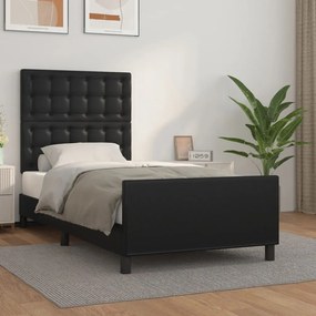 Πλαίσιο Κρεβατιού με Κεφαλάρι Μαύρο 100x200 εκ. Συνθετικό Δέρμα