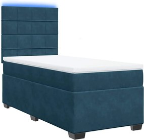 vidaXL Κρεβάτι Boxspring με Στρώμα Μπλε 100x200 εκ. Βελούδινο