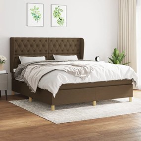 vidaXL Κρεβάτι Boxspring με Στρώμα Σκούρο Καφέ 160x200 εκ Υφασμάτινο