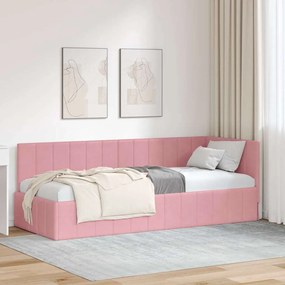 vidaXL Κρεβάτι Γωνίας με κεφαλάρι Ροζ 80 x 200 cm Βελούδο