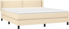 vidaXL Κρεβάτι Boxspring με Στρώμα Κρεμ 180x200 εκ. Υφασμάτινο