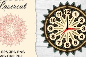 Intra απο ξύλο plywood 3mm-4mm πάχος - Ρολόι Mandala Lasercut Δίασταση 30x30 cm INTRAFABR-120626397