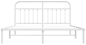 Πλαίσιο Κρεβατιού με Κεφαλάρι Λευκό 160x200 εκ. Μεταλλικό - Λευκό