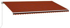 Τέντα Συρόμενη Χειροκίνητη Πορτοκαλί / Καφέ 600 x 300 εκ. - Πολύχρωμο